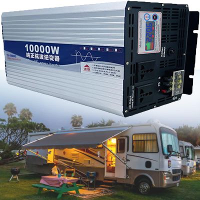 10000W/12000W(Peak) Car Power Inverter DC 24V 48V 60V 72V to 110V 220V AC Converter with LCD Display 2 AC Outlets, Car Charger Adapter for Car Home Laptop Truck,10000W-24V