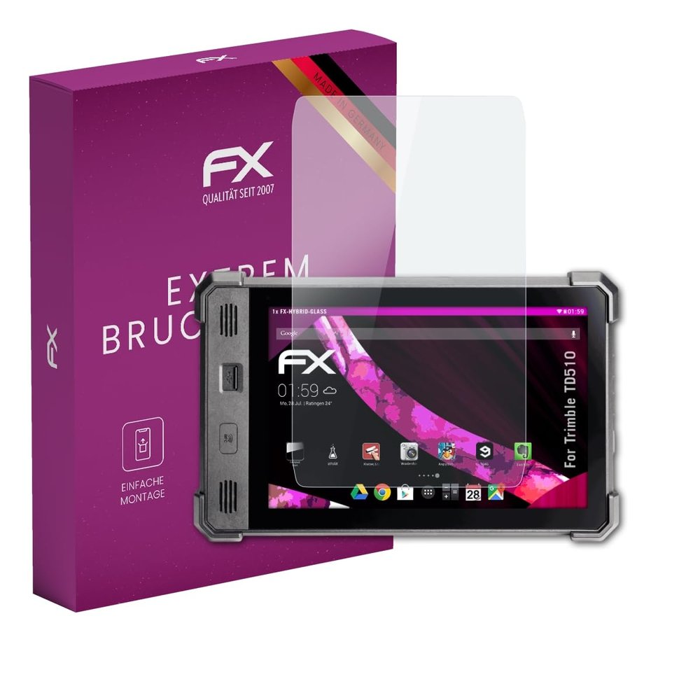 atFoliX Plastic Glass Protective Film compatible with Trimble TD510, 9H Hybrid-Glass FX Screen Protector