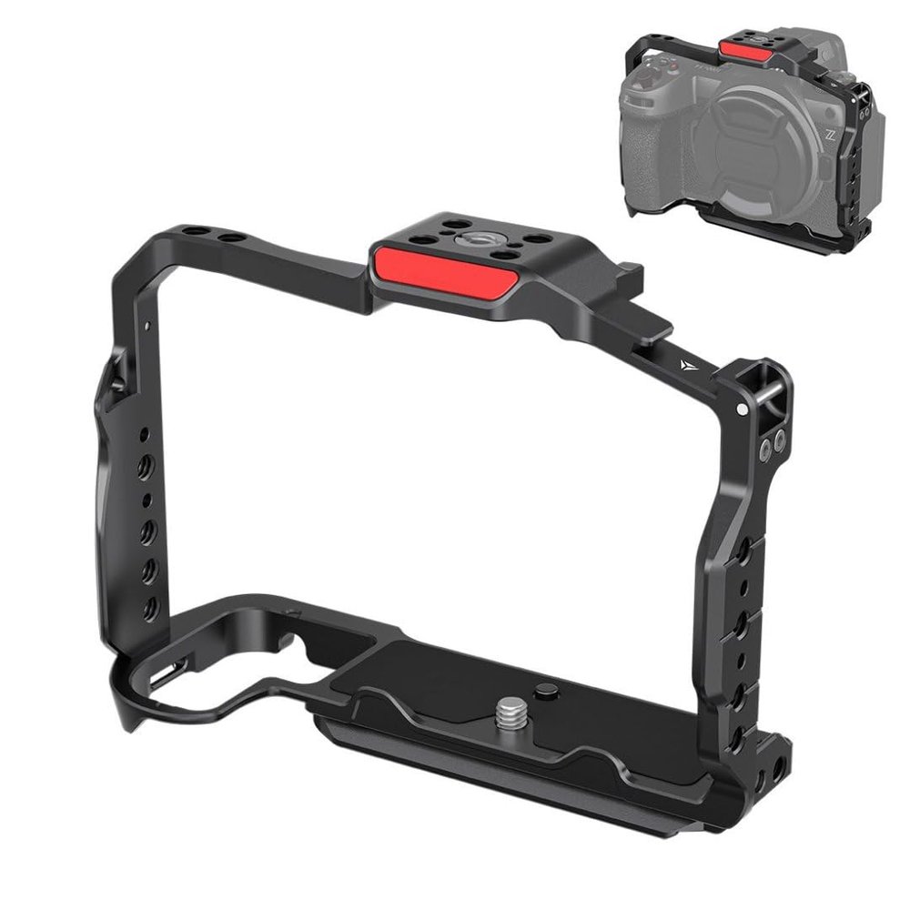 Aluminum Camera Protective Cage Rig Frame Housing Cold Shoe Mount 1/4'' Screw Hole Compatible with Nikon Z6III, Z6II Camera