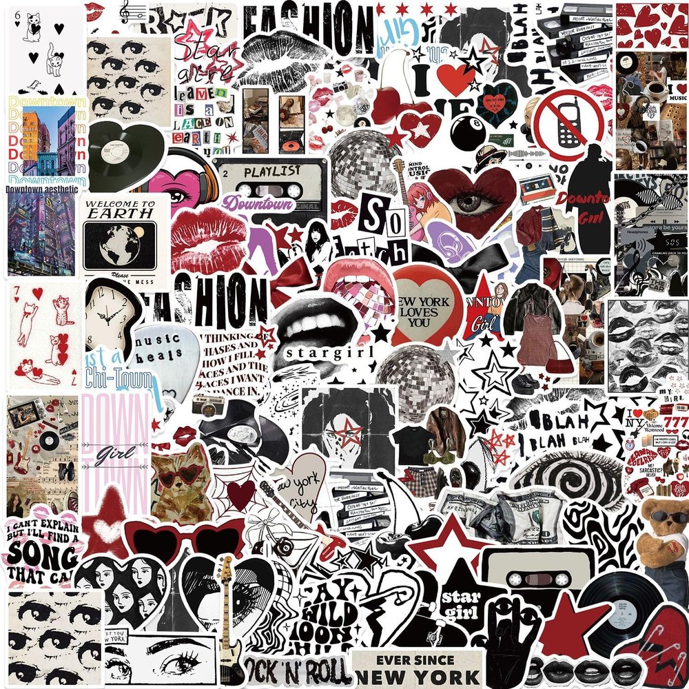 100PCS Aesthetic Downtown Y2K Girls Stickers Pack Cool Trendy Stickers for Water Bottles Laptop Journaling Scrapbook, Eikecy Vinyl Waterproof Stickers for Girls Teens Adults