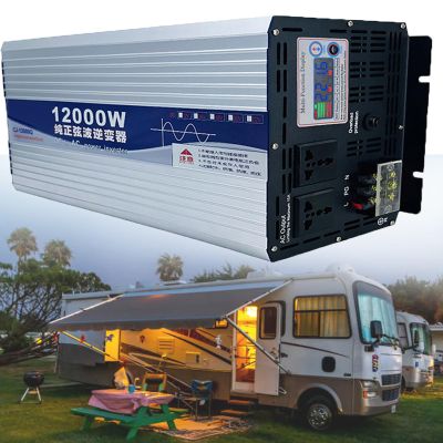 10000W/12000W(Peak) Car Power Inverter DC 24V 48V 60V 72V to 110V 220V AC Converter with LCD Display 2 AC Outlets, Car Charger Adapter for Car Home Laptop Truck,12000W-72V