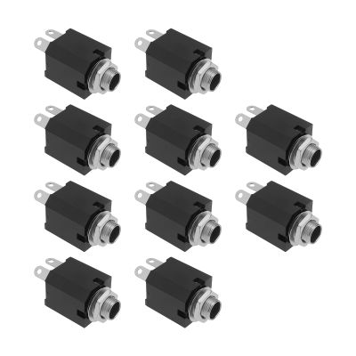 Create idea 10pcs 3 Pin Audio Socket 6.35mm O Plug Sockets Model PJ-612 Jack Panel Socket Open Mono with Nut for Microphone and Amplifier