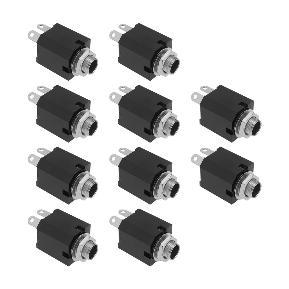 Create idea 10pcs 3 Pin Audio Socket 6.35mm O Plug Sockets Model PJ-612 Jack Panel Socket Open Mono with Nut for Microphone and Amplifier