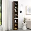 AYJOIR 8-Tier Media Tower Rack, 11.6 X 9.3 X 70.9 Inches CD DVD Slim Storage Cabinet with Adjustable Shelves, Tall Narrow Bookcase Display Bookshelf for Home Office (Walnut) view 1