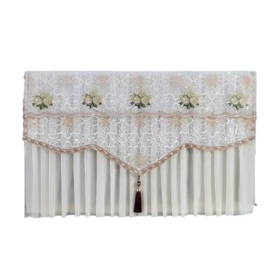 IVEIQI Vintage Dust Tv Cover with Tassel Pendant Decorative Tv Cover Furniture, Living Room Classical Decoration Lace Tv Dust Cover(Beige,48 inches)