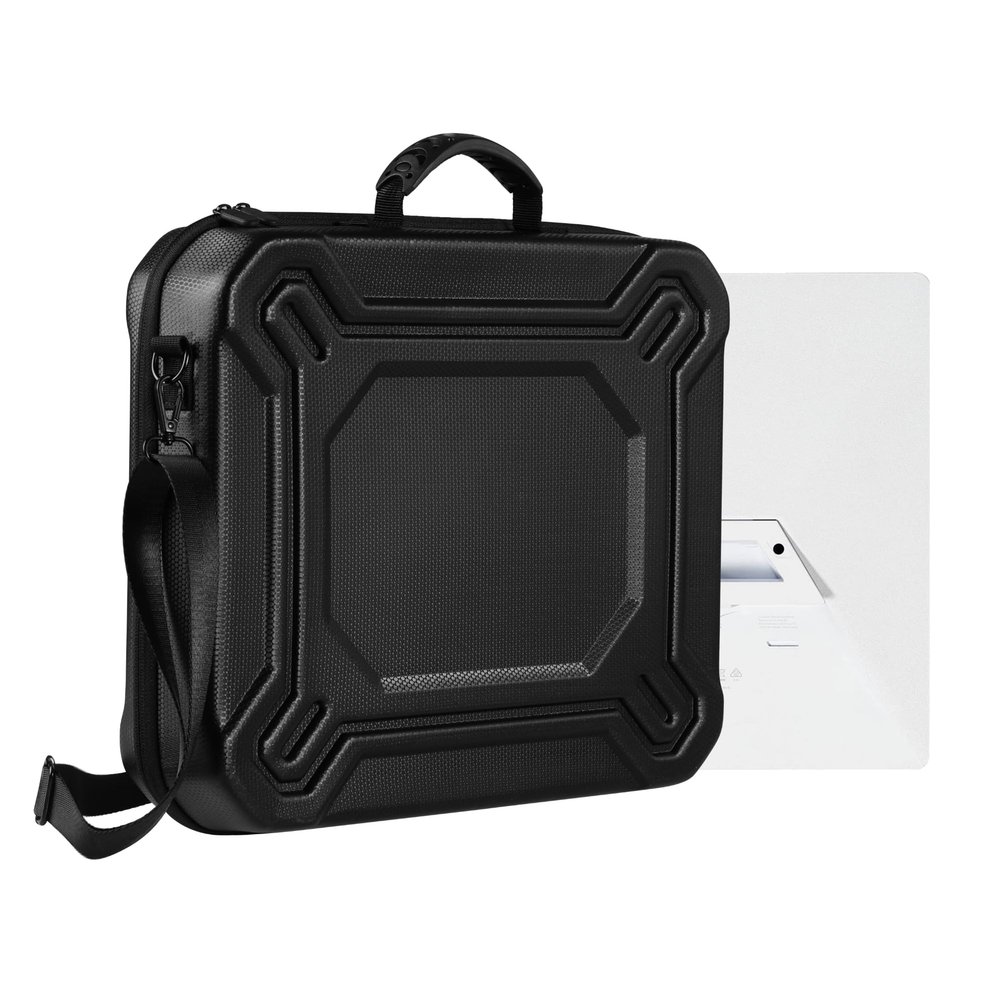 Yullmu Starlink Mini Case-Durable PU Case with Custom Grooves Shoulder Strap & Handle Fits Starlink Mini and Accessories Travel-Friendly Dustproof Black