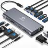 Docking Station 3 Monitors for HP/Dell/Lenovo/MacBook Laptop, Triple Display with Dual 4K HDMI, VGA, 14 in 1 USB C Hub, Computer Docking Station with 10Gbps USB, PD, Ethernet, SD/TF, Audio/Mic view 1