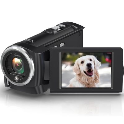Zyyini 2.7K Video Camera Camcorder, QHD 50MP Vlogging Camera, 2.8 Inch 270 Degree Rotation Screen Video Recorder Webcam 16X Digital Zoom, 140 Minutes Continuous Recording (32GB)