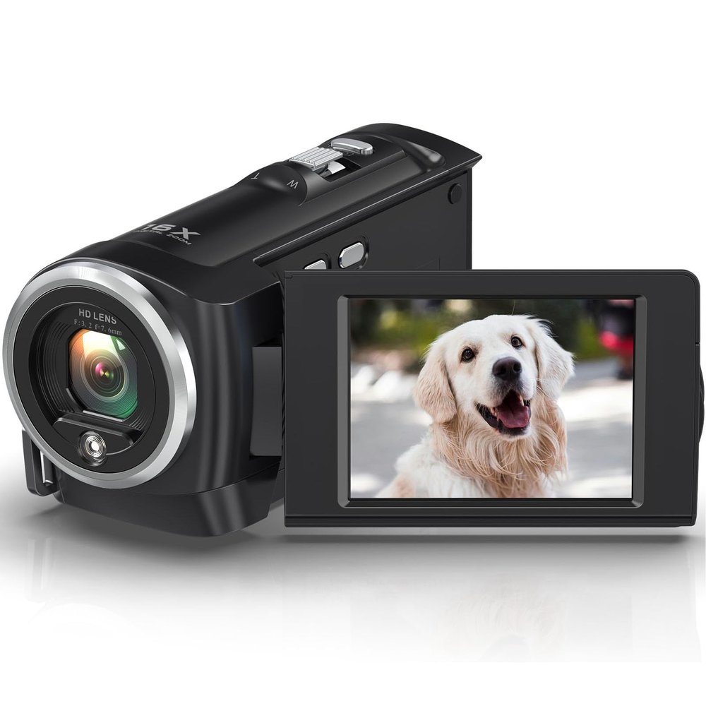 Zyyini 2.7K Video Camera Camcorder, QHD 50MP Vlogging Camera, 2.8 Inch 270 Degree Rotation Screen Video Recorder Webcam 16X Digital Zoom, 140 Minutes Continuous Recording (32GB)