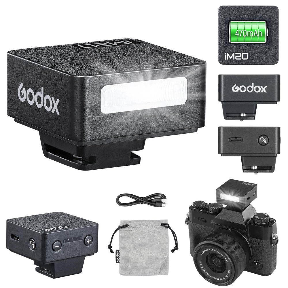 Godox iM20 Mini Flash 5 Power Levels 440 Full-Power IM 20 Small Camera Flashes Speedlite for Canon/Fuji/Sony zve10/Sony zv1/Nikon/Panasonic Olympus Pentax/3S Recycle (Godox iM20 Flash)