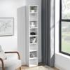 AYJOIR 8-Tier Media Tower Rack, 11.6 X 9.3 X 70.9 Inches CD DVD Slim Storage Cabinet with Adjustable Shelves, Tall Narrow Bookcase Display Bookshelf for Home Office (White) view 1