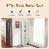 AYJOIR 8-Tier Media Tower Rack, 11.6 X 9.3 X 70.9 Inches CD DVD Slim Storage Cabinet with Adjustable Shelves, Tall Narrow Bookcase Display Bookshelf for Home Office (White) view 4