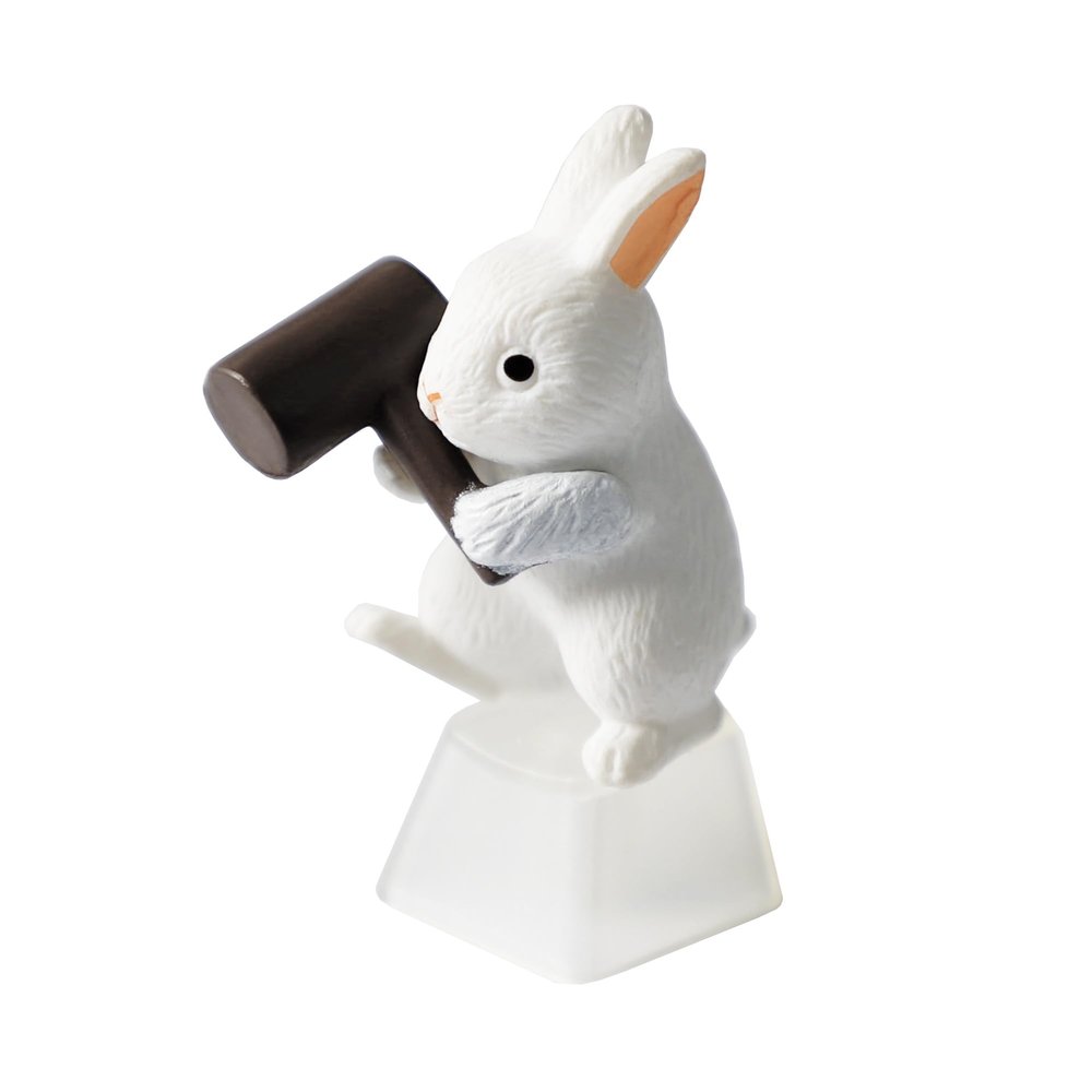 YMDK Cute Rabbit Hammer Carrot Personality Keycaps Creative Interesting Resin Translucent Custom Keycap for MX Mechanical Keyboard