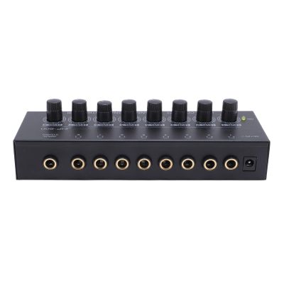 Yoidesu Headphone Amplifier, 8 Output 1 Input Portable Stereo Headphone Amplifier for Performance, Low Noise Operational Amplifier, 8 Channels Amplification (US Plug)