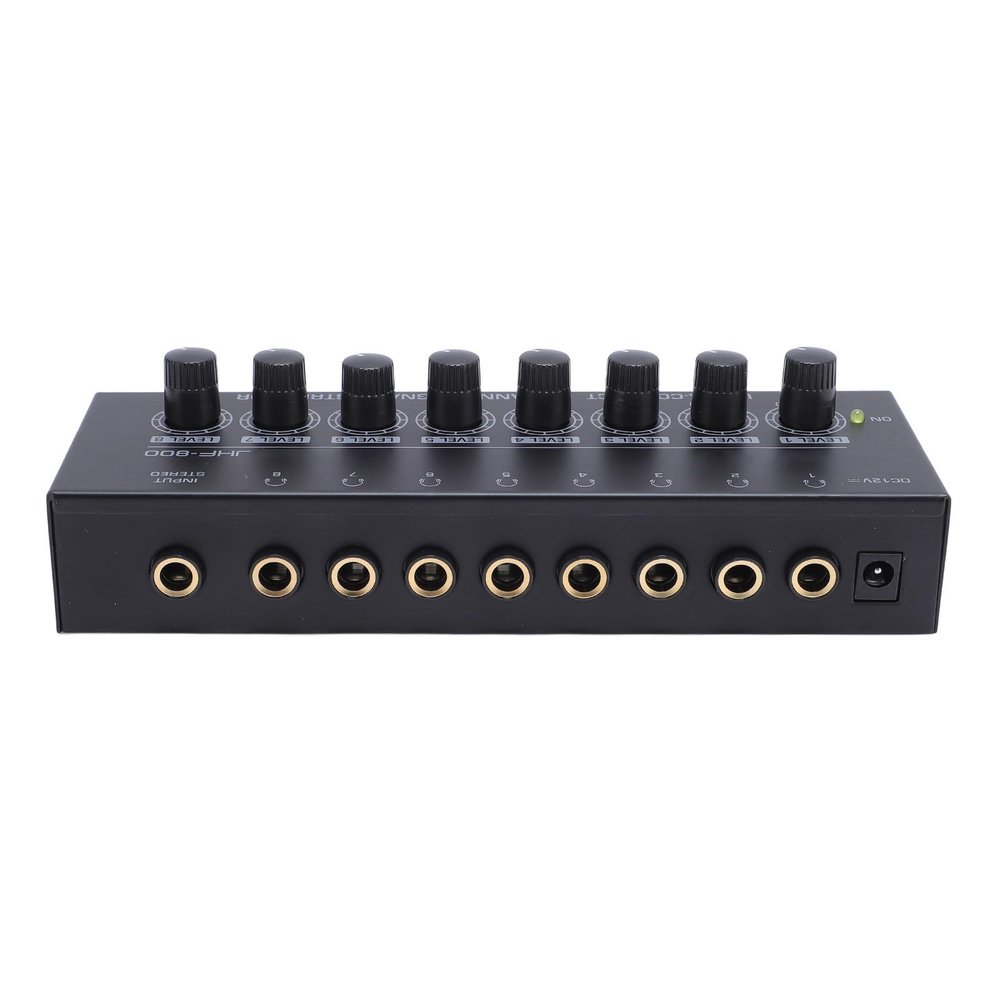 Yoidesu Headphone Amplifier, 8 Output 1 Input Portable Stereo Headphone Amplifier for Performance, Low Noise Operational Amplifier, 8 Channels Amplification (US Plug)