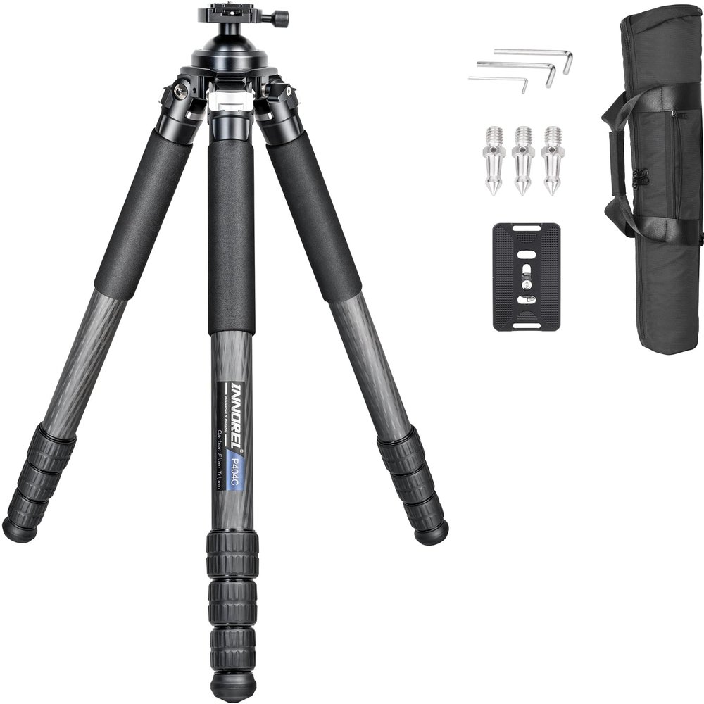 INNOREL P404C 72" Carbon Fiber Tripod for Hunting with Arca Swiss Dovetail Mount and 360 Ballhead(2.5"), 40mm Tube Tripods with Heavy Duty Construction for Photography and Outdoors, Load 88lb/40kg