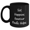 Amateur Radio Enthusiasts Gifts from Friends and Family, Black Coffee Mug, Shit Happens. Amateur Radio Helps., Valentine's Unique Gifts, Gifts for Amateur Radio view 1