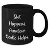 Amateur Radio Enthusiasts Gifts from Friends and Family, Black Coffee Mug, Shit Happens. Amateur Radio Helps., Valentine's Unique Gifts, Gifts for Amateur Radio view 2