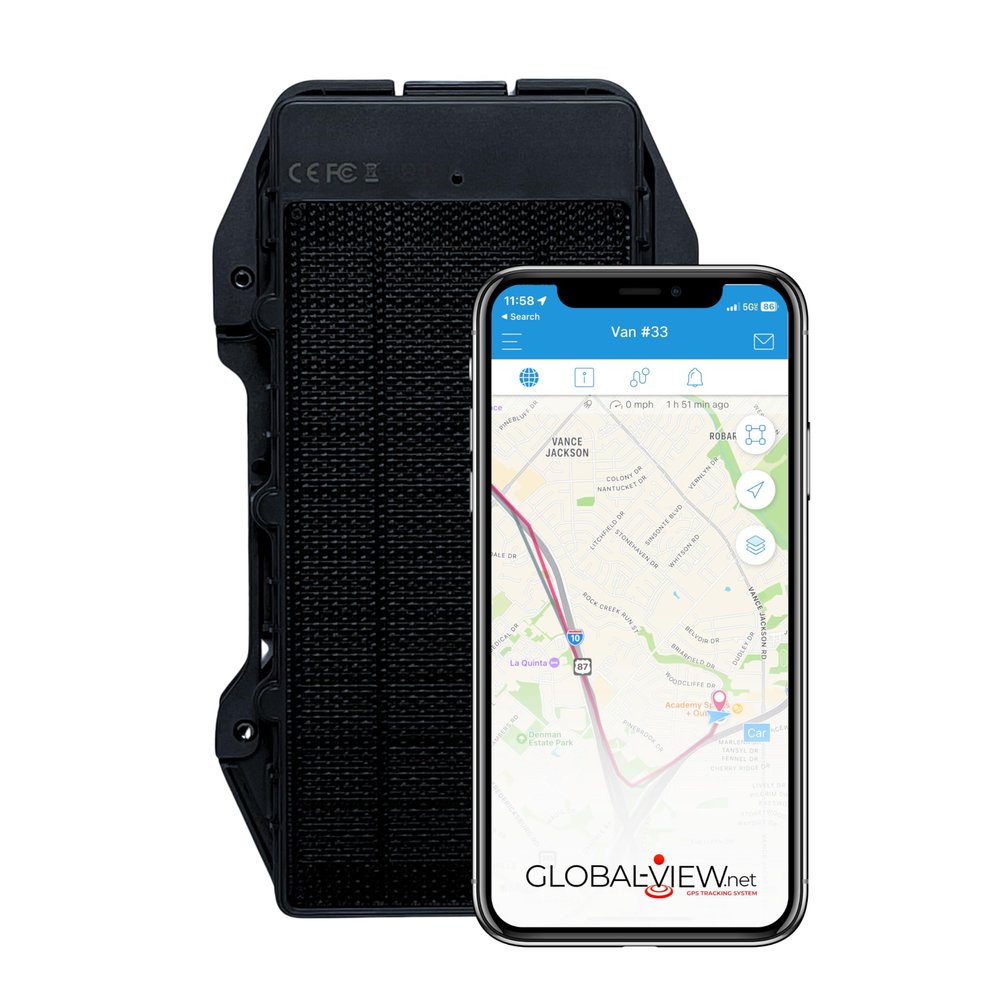 Global-View.Net Flare 2 Solar GPS Tracker - Great for fleets, Trailers, Trucks and More! Live Tracking, Geofencing and More!