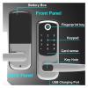 DBGJCV TTLOCK WiFi Electronic Smart Door Lock with Biometric Fingerprint/Password/Smart Card/Key Unlock/USB Emergency Charger(Black) view 3