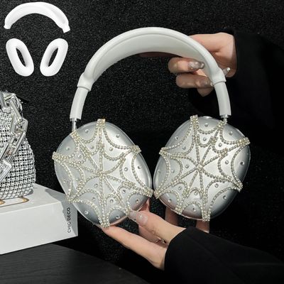 3 in 1 Bling Case for AirPods Max Cover - Luxurious Rhinestones Glitter Crystal Headphones Case for AirPods Max Ear Cups Cover Protective Accessories with Ear Pad/Headband for Girl (Bling-Spider)