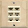 RiteAV 1 Gang Decorative 6 Port Cat5e Ethernet Wall Plate - 1 Gang [Wood/Light-Almond] view 1