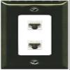 RiteAV 1 Gang Decorative 2 Port Cat5e Ethernet Wall Plate - 1 Gang [Brass/White] view 1