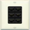 RiteAV 1 Gang Decorative 6 Port Cat5e Ethernet Wall Plate - 1 Gang [Light-Almond/Black] view 1