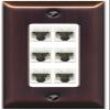 RiteAV 1 Gang Decorative 6 Port Cat5e Ethernet Wall Plate - 1 Gang [Brushed-Copper/White] view 1