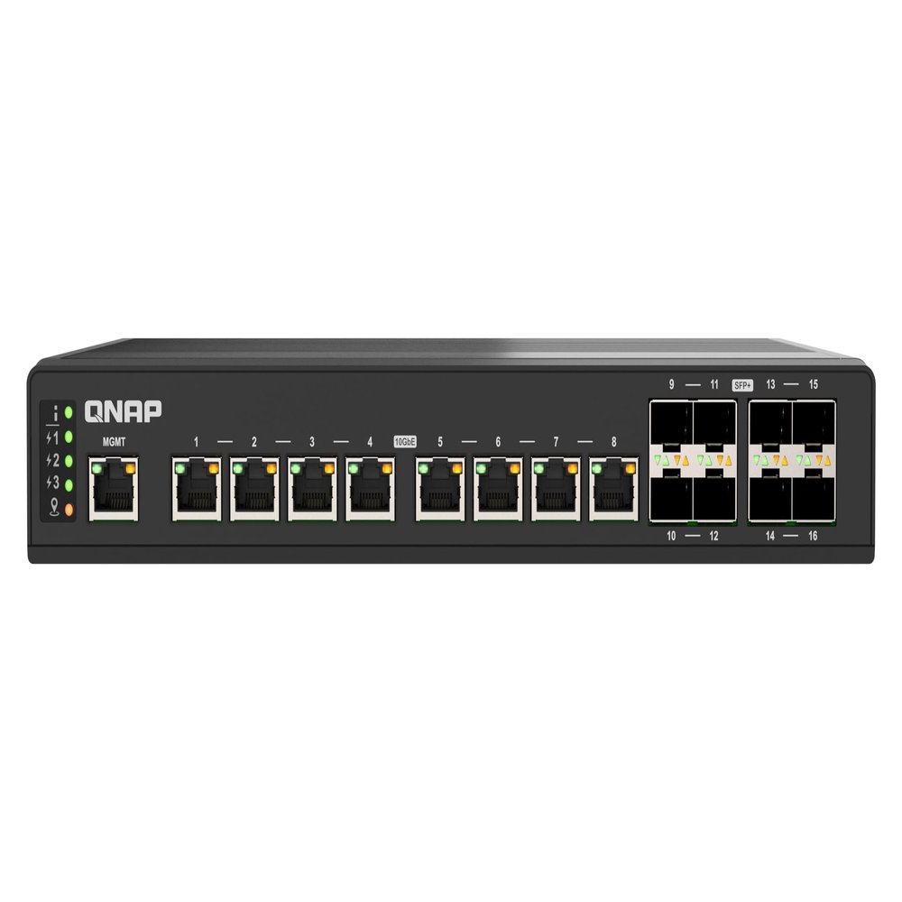 QNAP 8-Port 10GbE SFP+ Fiber and 8-Port Full 10GbE RJ45 Industrial-Grade Managed Switch (QSW-IM3216-8S8T-US)