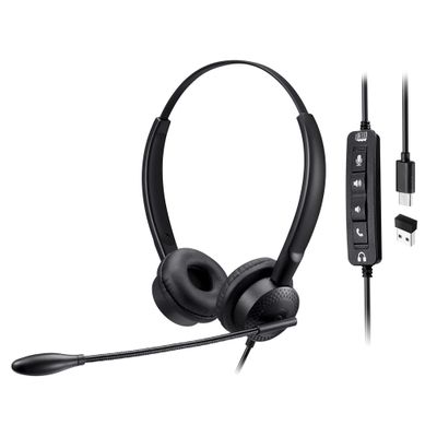 Adesso Headset with Push to Talk, Volume +/-, Answer/End Call Controls