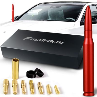 7.8in Red Car Truck Antenna Bullet Antenna Truck Accessories Silverado 1500 Ford F150 Dodge Ram 1500 GMC Sierra 1500 Ranger Short Replacement Antena para Carro (Red, 7.8inch)
