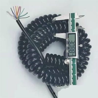 MOOIOO Spring Spiral Cable Line Wire, Cable Cord, 10 Core 26AWG Spiral Telescopic Wire Stretch 1 Meter to 12 Meters Black Shield Spring Cable Spiral Extension(Stretch 15 Meter)