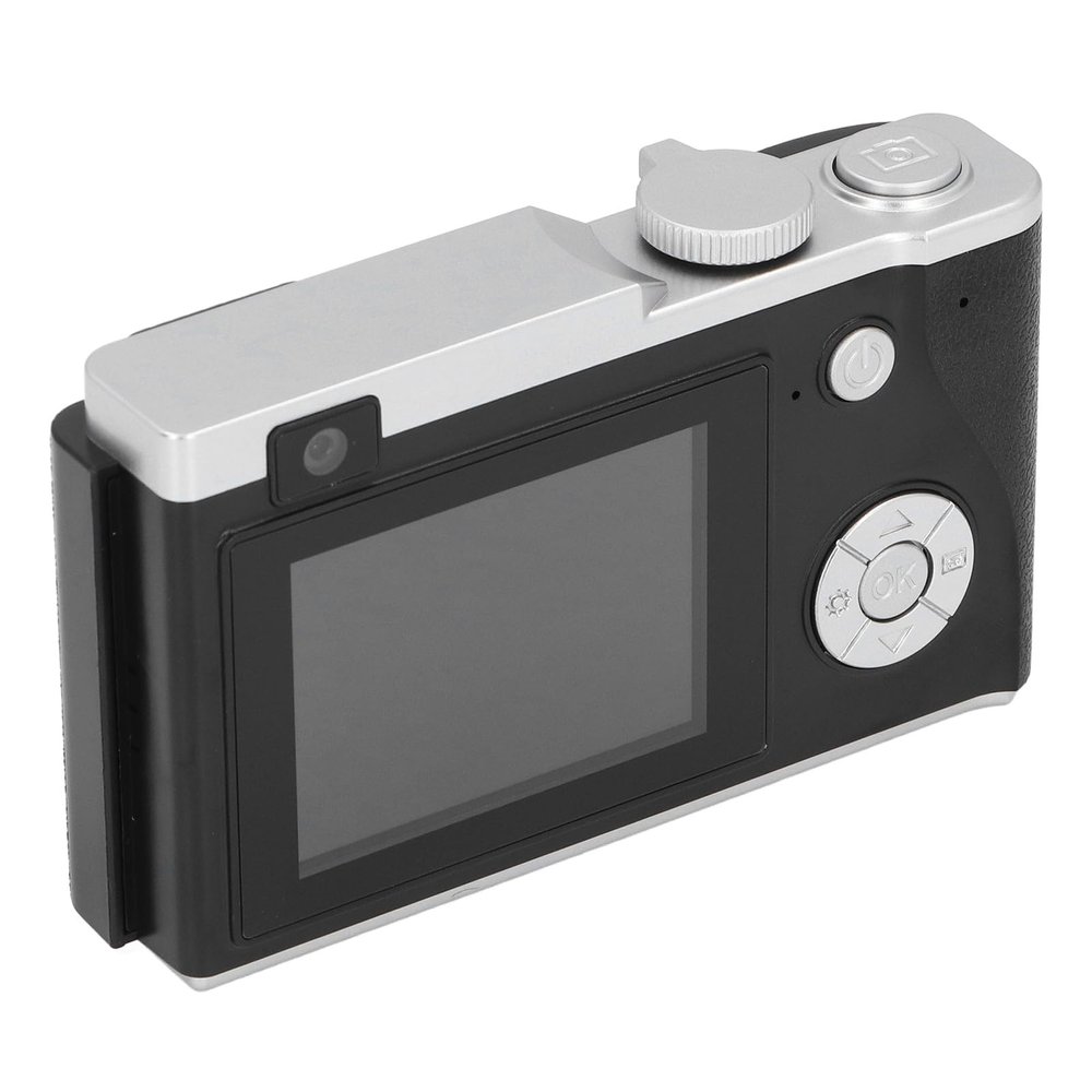 48MP Digital Camera, 1080P 16x Zoom Selfie Camera for Travel, 2.4 Inch Screen Compact Small Camera, Retro Vlogging Camera with Wrist Strap for Boys Girls Kids Daily Use (Black)