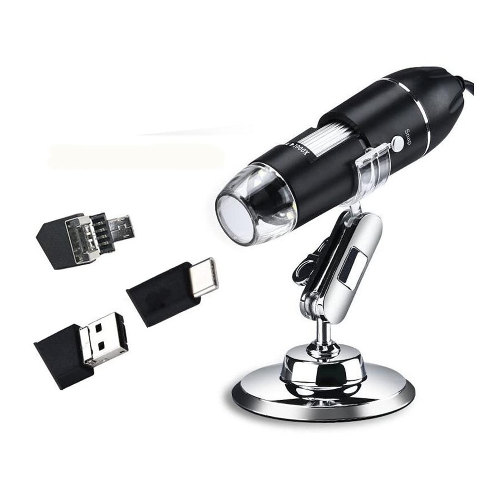 Lab Microscope Accessories 1600X 1000X USB Microscope Handheld Portable Digital Microscope USB Interface Electron Microscopes(3 in 1 Metal Bracket,1600X1)