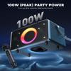 GFEEN Party Bluetooth Speaker: 100W Peak Loud! Deep Bass, 15H Playtime, Large Wireless Speakers, Powerful Sound, Light Show, Fast Charging for Outdoor, Backyard, House(Silver with 1Mic) view 2