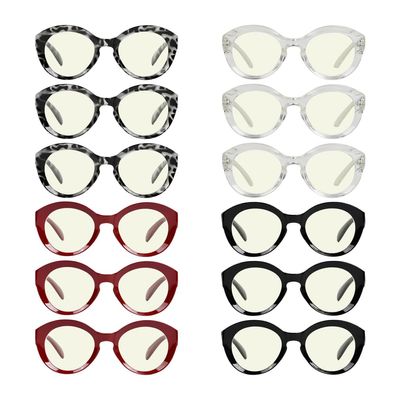Eyekepper 12 Pack Blue Light Blocking Eyeglasses Round Computer for Women +0.00