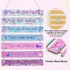 FIOBEE Girls Room Dcor for Teen Girls Boys with LED Light Wall Decor for Bedroom Motivational Inspirational Wall Art Room Decoration for Kids Studyroom, 8 Kinds of Lights, Pink Green Mermaid view 4