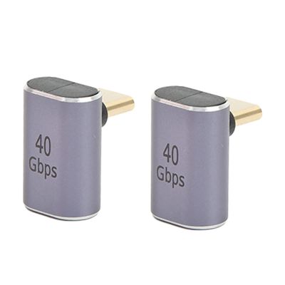 Bognajin 2Pcs 90 Degree USB C Adapter, Right Angle Type C Male to Female Connector, 40Gbps Fast Charging and Transmission, Supports 8K Resolution, Aluminum Alloy Shell, Elbow Design