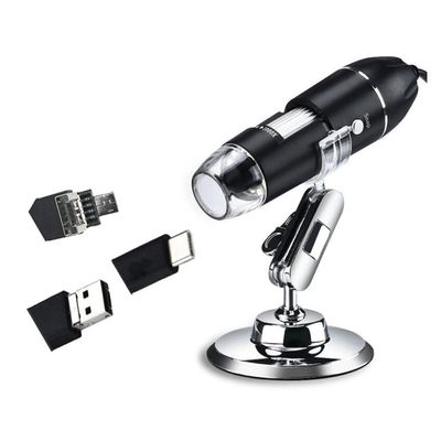 Lab Microscope Accessories 1600X 1000X USB Microscope Handheld Portable Microscope USB Interface(3 in 1 Metal Bracket,1000X)