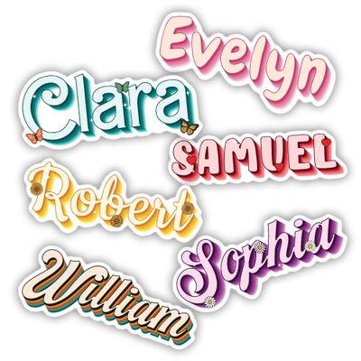 (2pcs) Personalized Waterproof Name Stickers Custom Text Decal Customize Name Colors Vinyl Waterproof UV- Resistant Suitable for Water Bottle Cups Tumblers Helmets Laptop Servers Cars Doors
