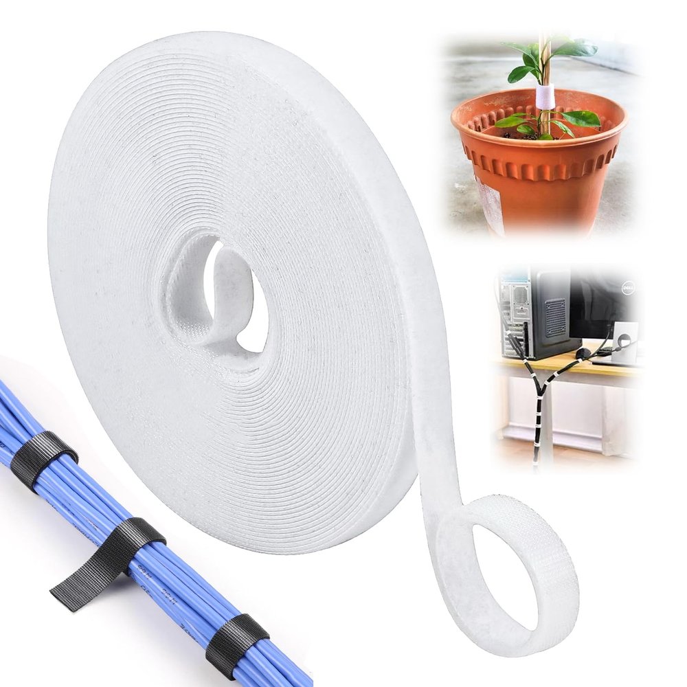 0.8" x 26 ft Double-Sided Hook and Loop Straps Heavy Duty, Self-Gripping, Reusable Fastening Cable Ties, Quick Wrap Cable Straps, Hook & Loop Roll for Bundling Fastening Storage and Organization