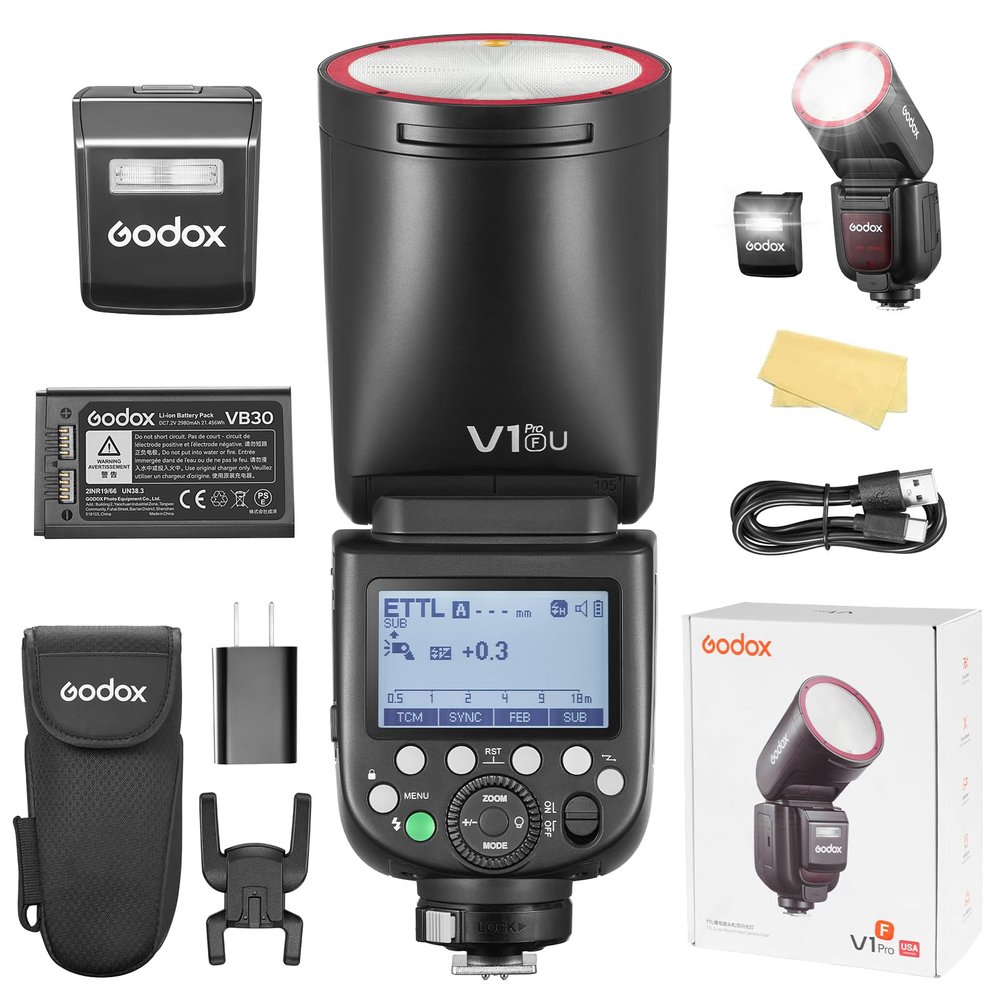 Godox V1 PRO F Camera Flash for Fujifilm TTL 76W Flash 1/8000s HSS