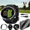Garmin Approach S44 Golf GPS Smartwatch Silver Aluminum Bezel with Black Silicone Band with Wearable4U Power Bank Bundle view 1