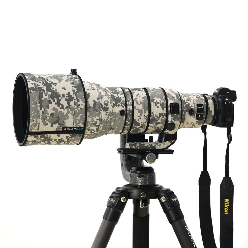 ROLANPRO Camouflage Lens Cover for Nikon Z 400mm F2.8 TC VR S Raincover Lens Protection Sleeve Case Clothing#UCP Grey Camo Waterproof