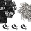 50 Pcs 1/2 Inch Black Nylon Screw Mounting R-type Cable Clip Wire Clamp, 13.2mm Cable Clip Wire Clamp for Wire Management, Stainless Steel Screws Included view 1