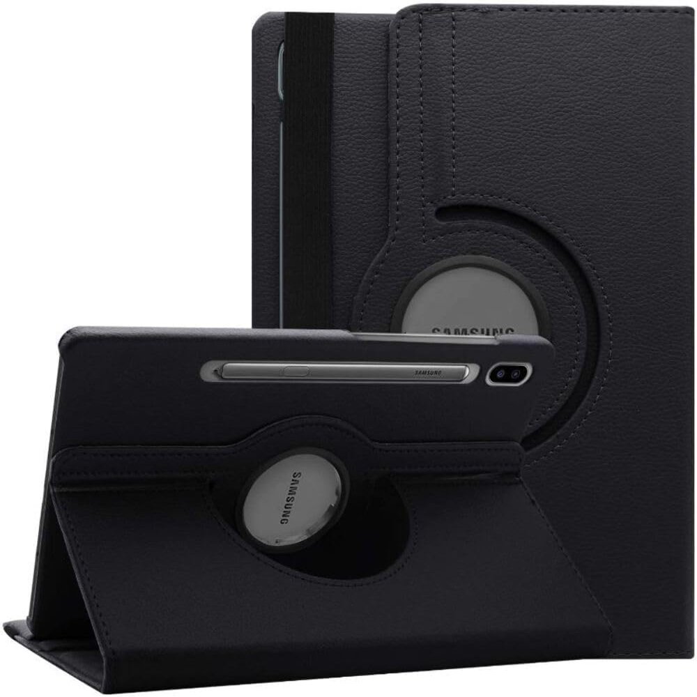 360 Rotating Leather Case Cover For Samsung Galaxy Tab S10 Ultra 14.6" (2024) Black Rosegold For Samsung Galaxy Tab S10 Ultra (Black, Samsung Galaxy Tab S10 Ultra)