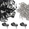 50 Pcs 1/3 Inch Black Nylon Screw Mounting R-type Cable Clip Wire Clamp, 8.4mm Cable Clip Wire Clamp for Wire Management, Stainless Steel Screws Included view 1