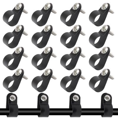100 Pcs 1/2 Inch Black Nylon Screw Mounting R-type Cable Clip Wire Clamp, 13.2mm Cable Clip Wire Clamp for Wire Management, Stainless Steel Screws Included