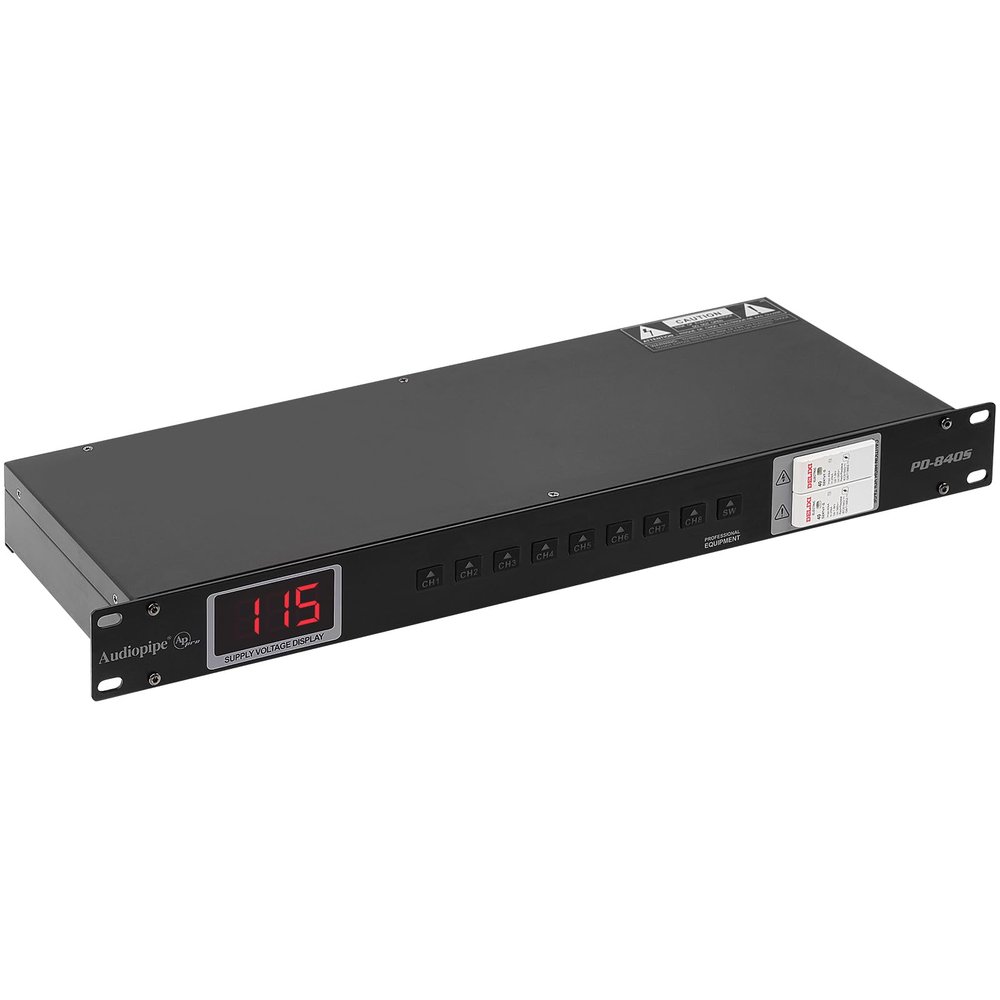 Audiopipe Pro Audio Power Sequence Controller (PD-840S), 40A Surge Protection, 8 Outlets, Digital LCD Display, Rack Mount, for Electrical Appliances, Home Theater, Stage, Studio Use